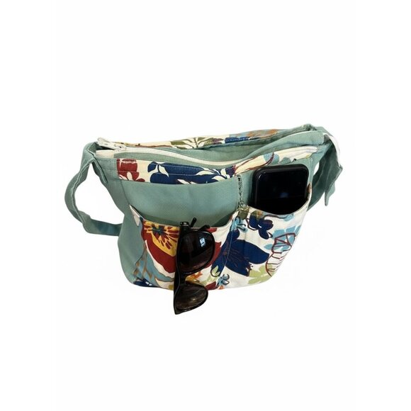 Handcrafted Knox Mtn Bags Floral Canvas Crossbody Bag With Adjustable Strap & Zi - Picture 7 of 7